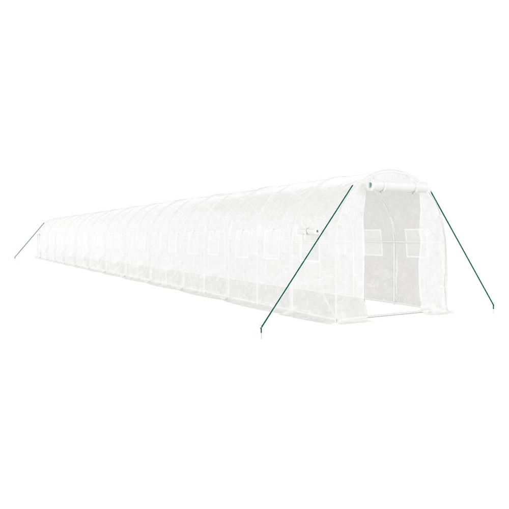 vidaXL Greenhouse with Steel Frame White 48m² 24x2x2 m - anydaydirect