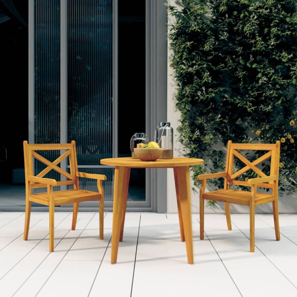 3 Piece Garden Dining Set Solid Wood Acacia - anydaydirect