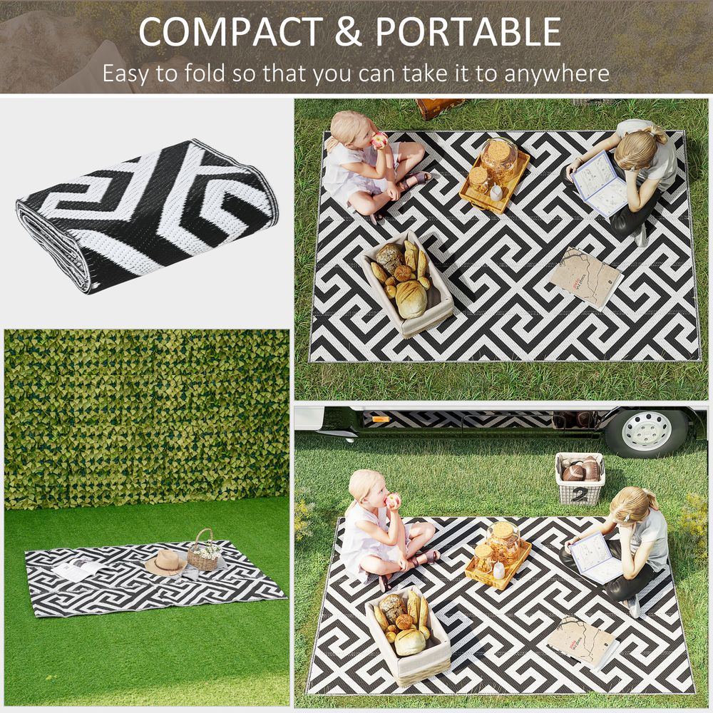 121x182cm Reversible Outdoor Rug Portable Plastic Straw RV  Outsunny - anydaydirect