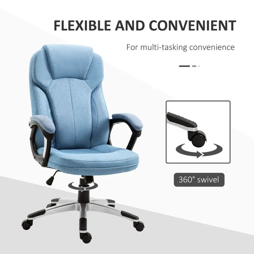 High Back Home Office Chair Height Adjustable Computer Chair w/ Armrests, Blue - anydaydirect