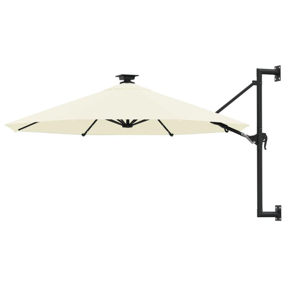 Wall-mounted Parasol with LEDs and Metal Pole 300 cm - anydaydirect