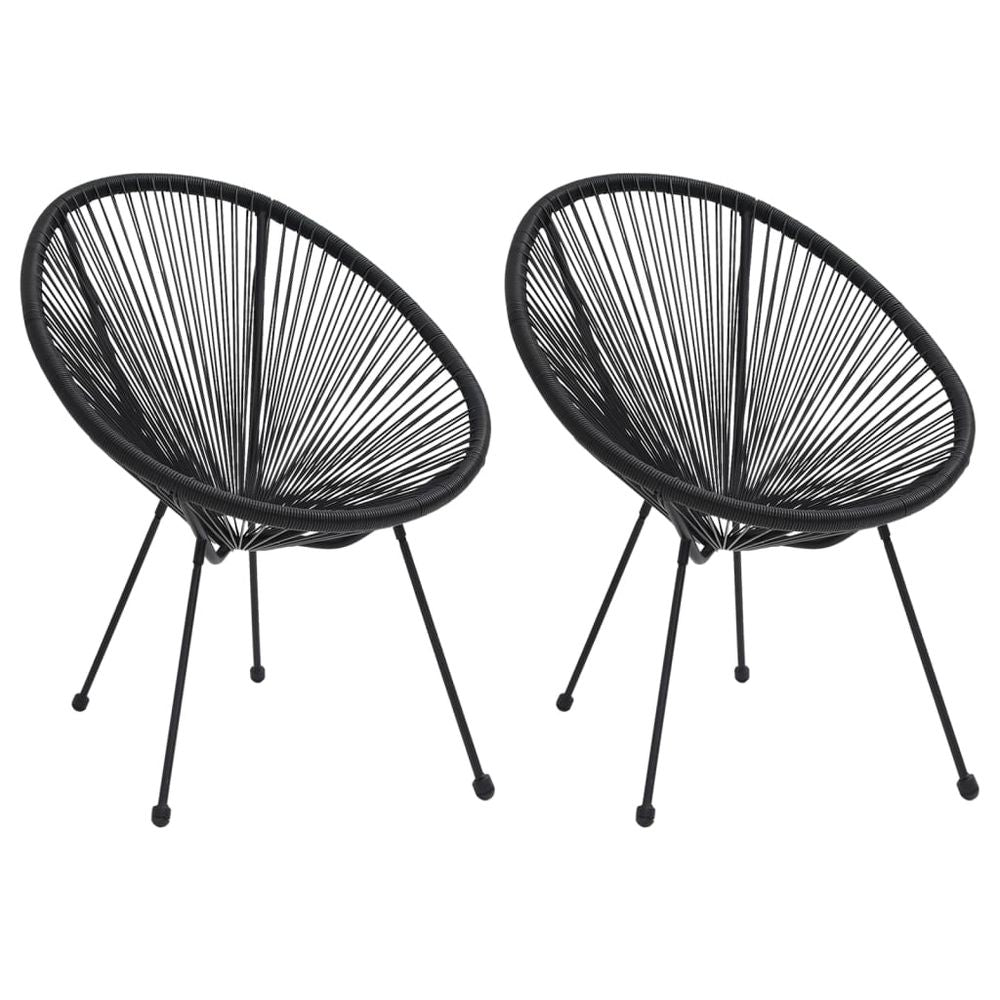 Garden Moon Chairs 2 pcs Rattan Black - anydaydirect
