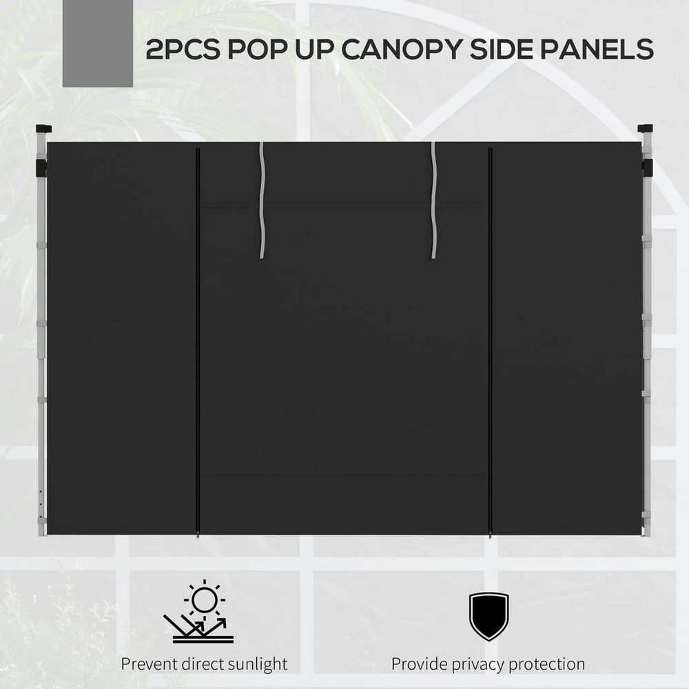 Outsunny 3x3(m) or 3x6m Pop Up Gazebo Side Panels Replacement, 2 Pack, Black - anydaydirect