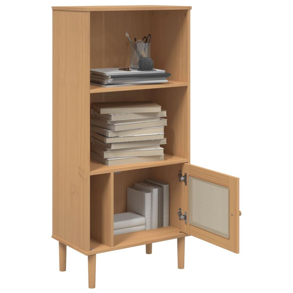 vidaXL Bookcase SENJA Rattan Look Brown 60x35x130 cm Solid Wood Pine - anydaydirect