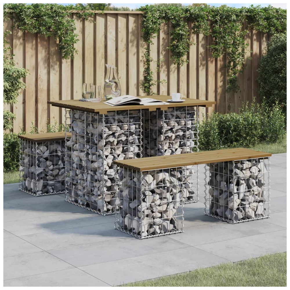 vidaXL Garden Bench Gabion Design 100x70x72 cm Impregnated Wood Pine - anydaydirect