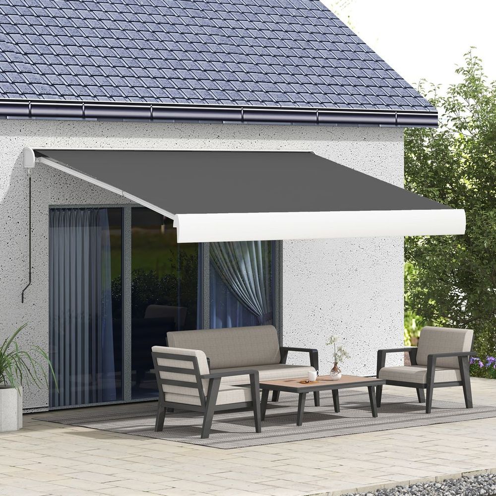 Outsunny 4 x 3(m) Electric Retractable Awning Sun Canopies for Door Window - anydaydirect