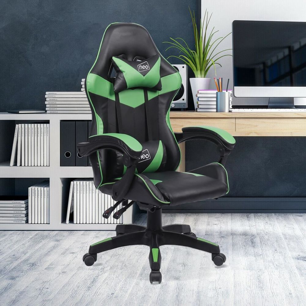 Leather Recliner Computer Gaming Office Chair - Green - anydaydirect
