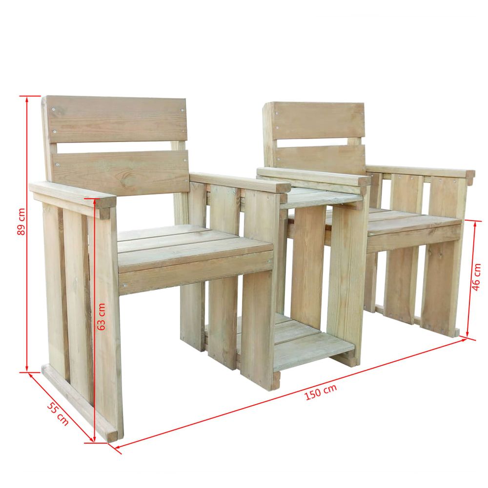 2 Seater Garden Bench 150 cm Impregnated Pinewood - anydaydirect