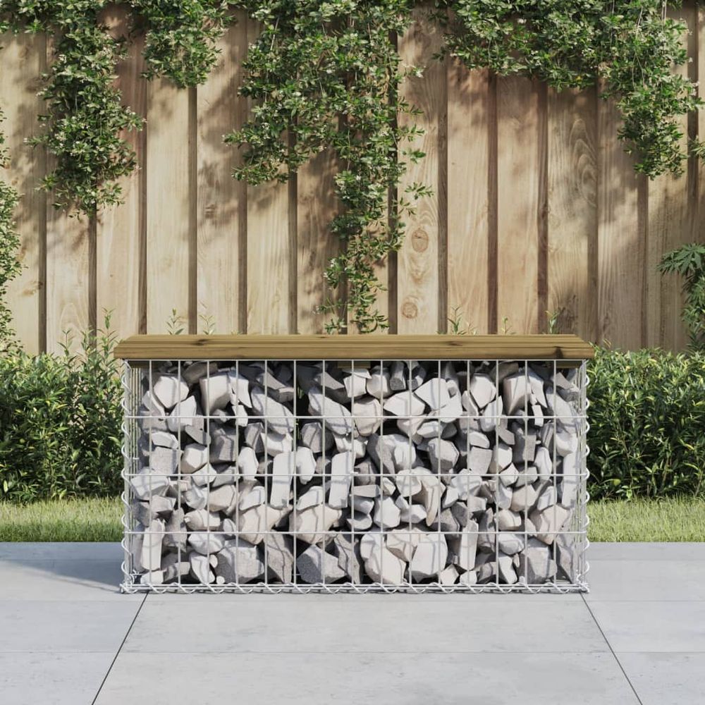 vidaXL Garden Bench Gabion Design 83x31.5x42 cm Impregnated Wood Pine - anydaydirect