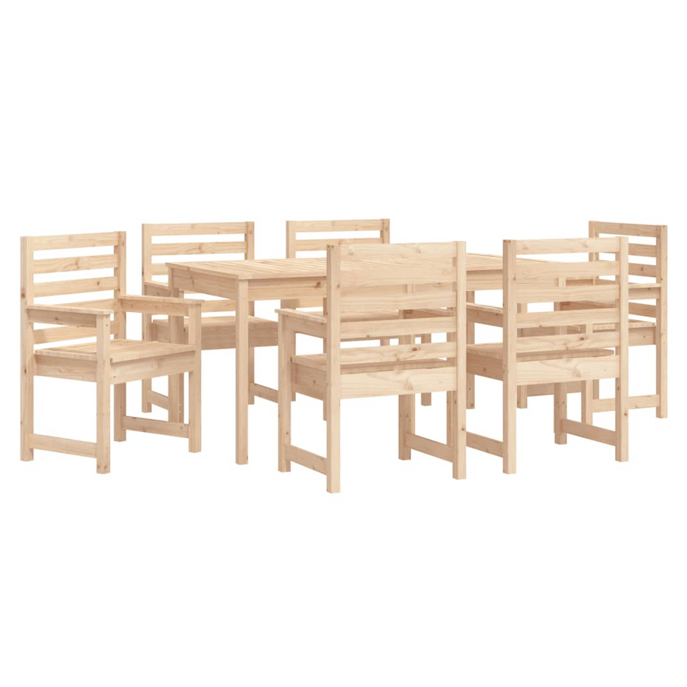 7 Piece Garden Dining Set Solid Wood Pine - anydaydirect