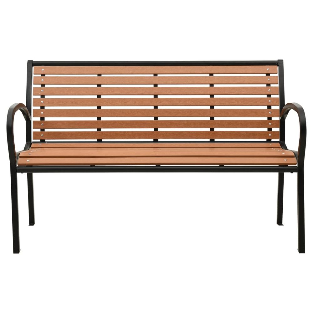 Garden Bench Black and Brown 116 cm Steel and WPC - anydaydirect