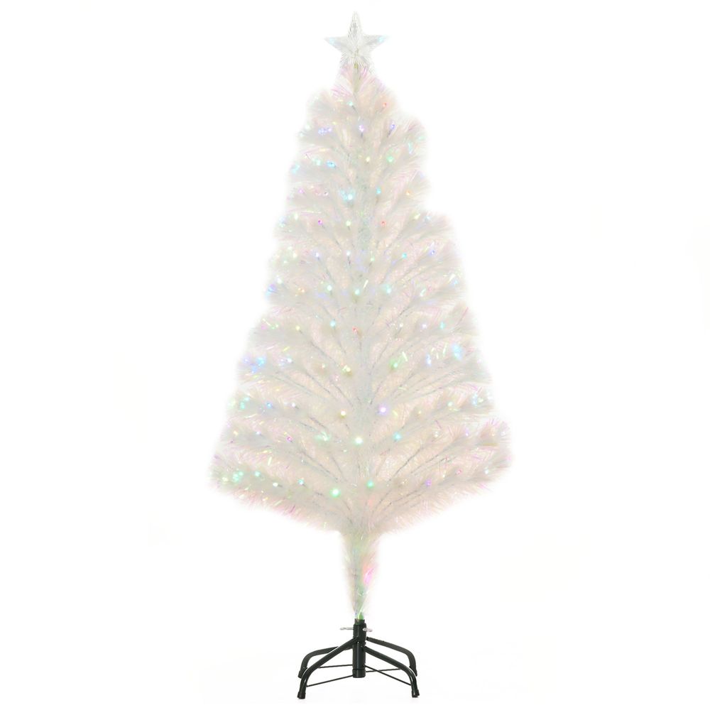4 Feet Prelit Artificial Christmas Tree with Fiber Optic LED Light White - anydaydirect