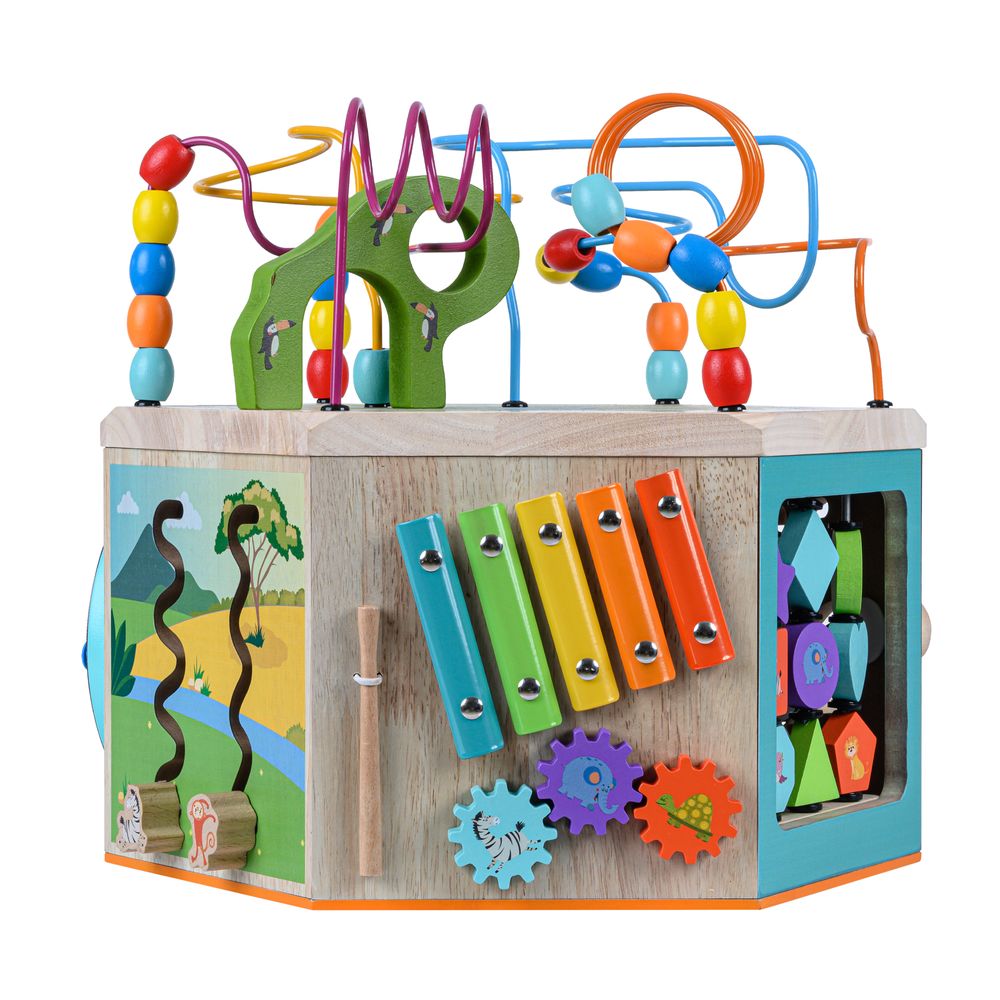 Preschool 7 in 1 Large Educational Wooden Activity Cube PS-T0005 - anydaydirect
