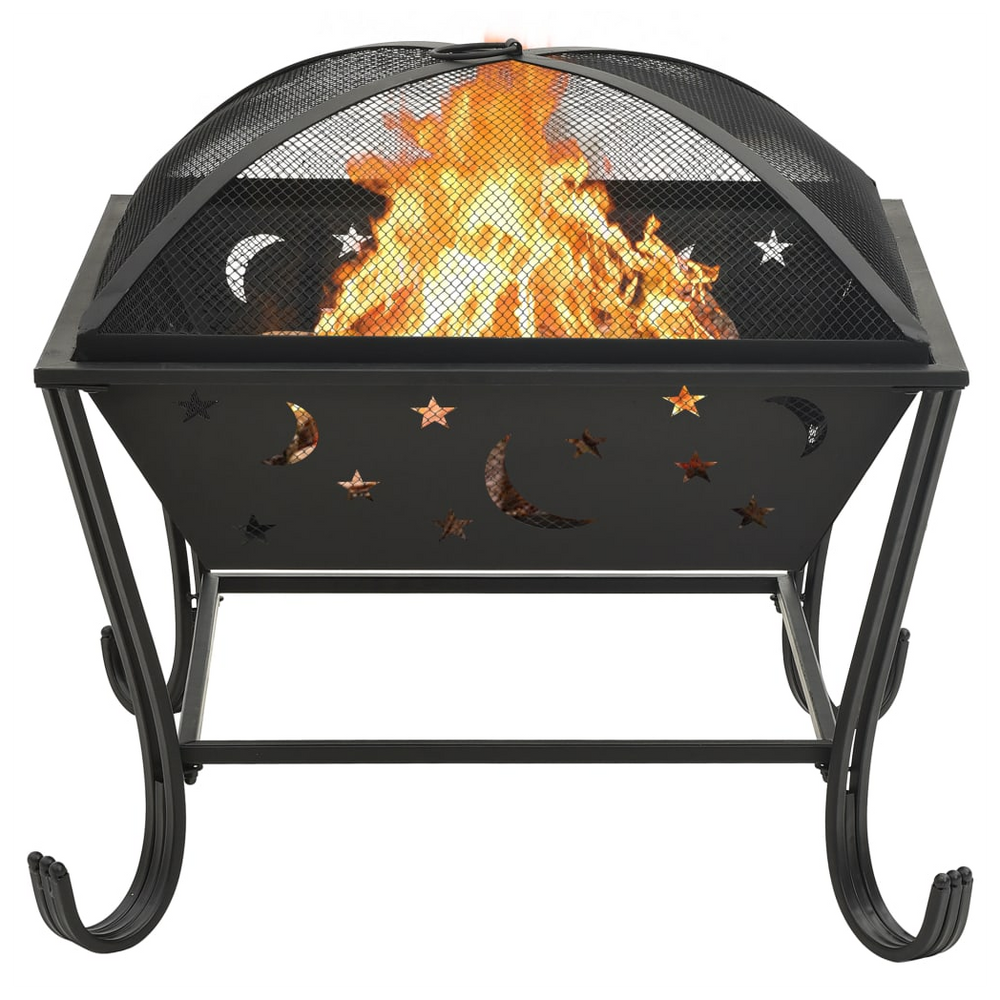 Fire Pit with Poker 62 cm XXL Steel - anydaydirect