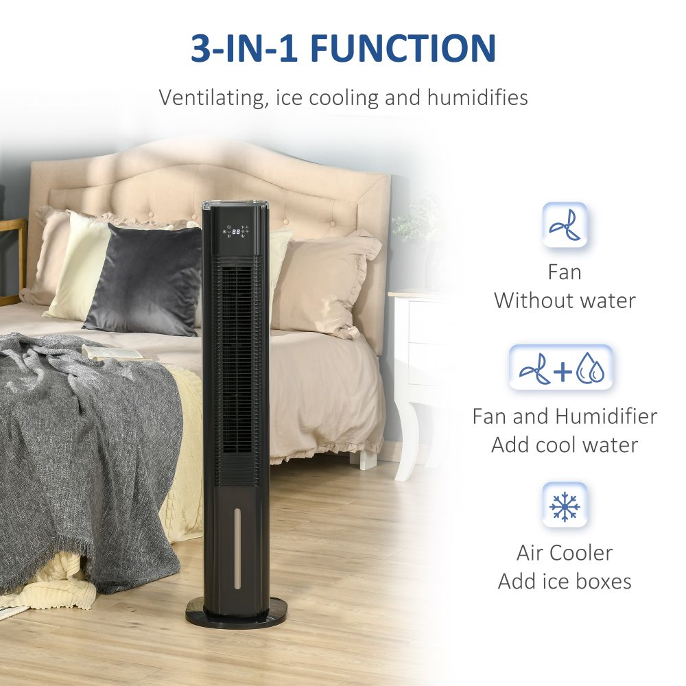 Quiet Air Cooler, Humidifier Evaporative Ice Cooling Fan Bedroom, Black - anydaydirect