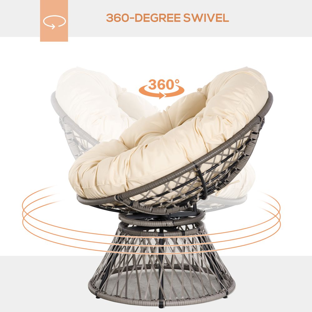 360� Swivel Rattan Papasan Moon Bowl Chair Round Outdoor w/ Padded Outsunny - anydaydirect