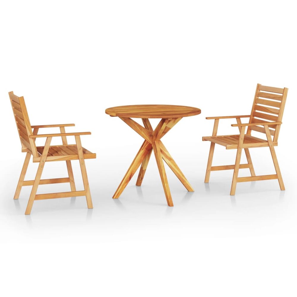 3 Piece Garden Dining Set Solid Wood Acacia - anydaydirect