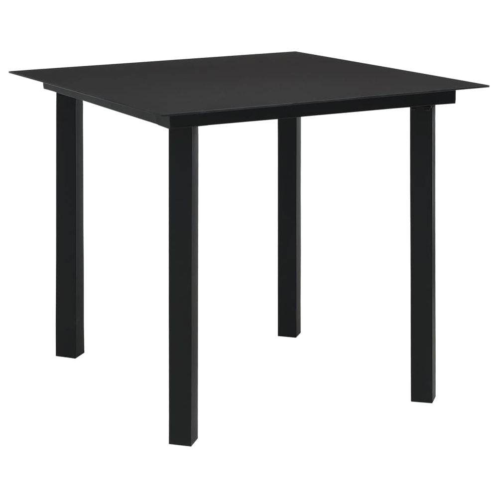 3 Piece Garden Dining Set Black Glass and Steel - anydaydirect