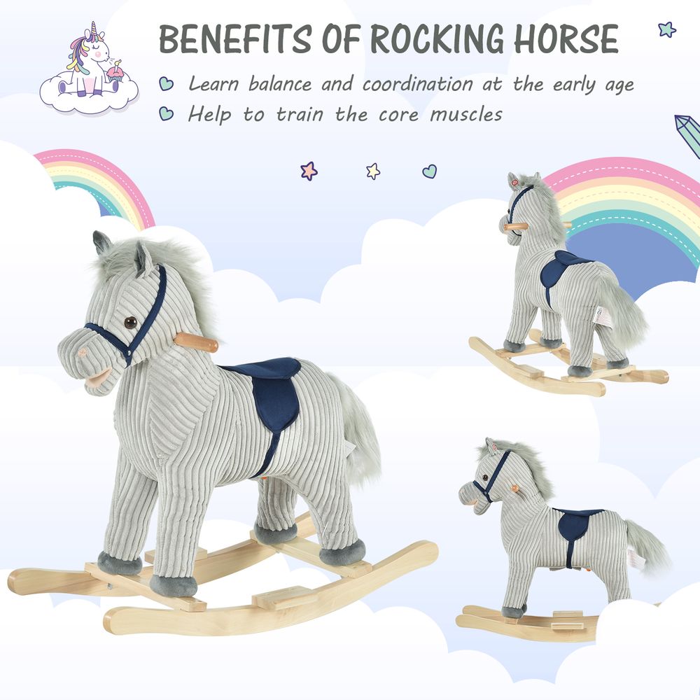 Children's Rocking Horse Ride-On Sound Wood Base Handlebars - anydaydirect