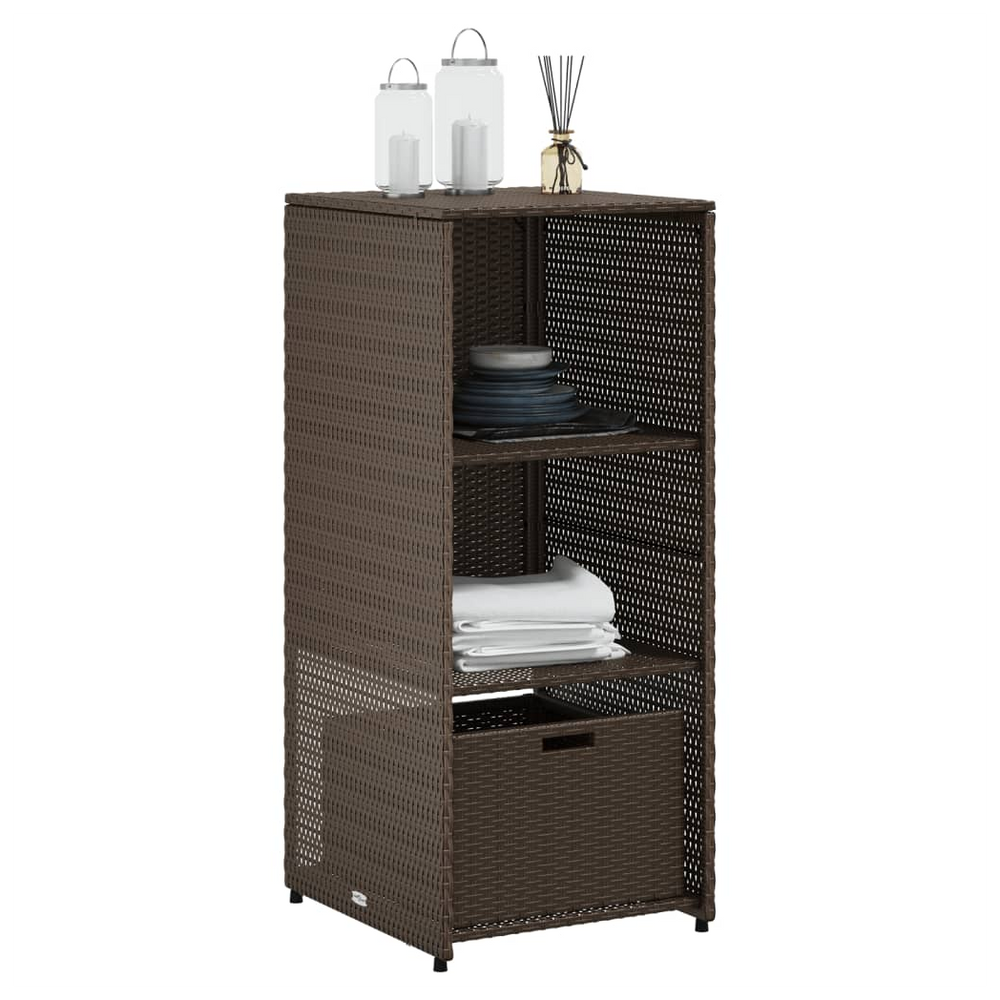 vidaXL Garden Storage Cabinet Brown 50x55x115 cm Poly Rattan - anydaydirect