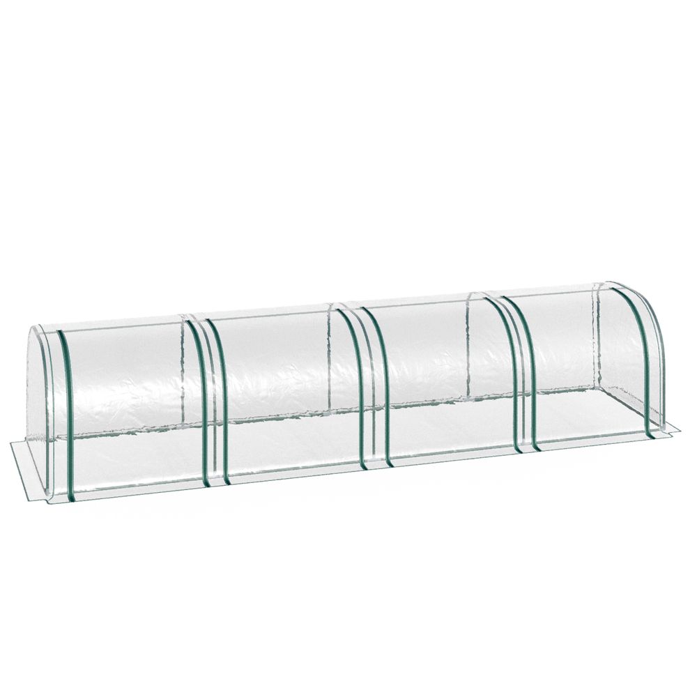 Outsunny Tunnel Greenhouse Steel Frame with Zipper Doors, Clear - anydaydirect