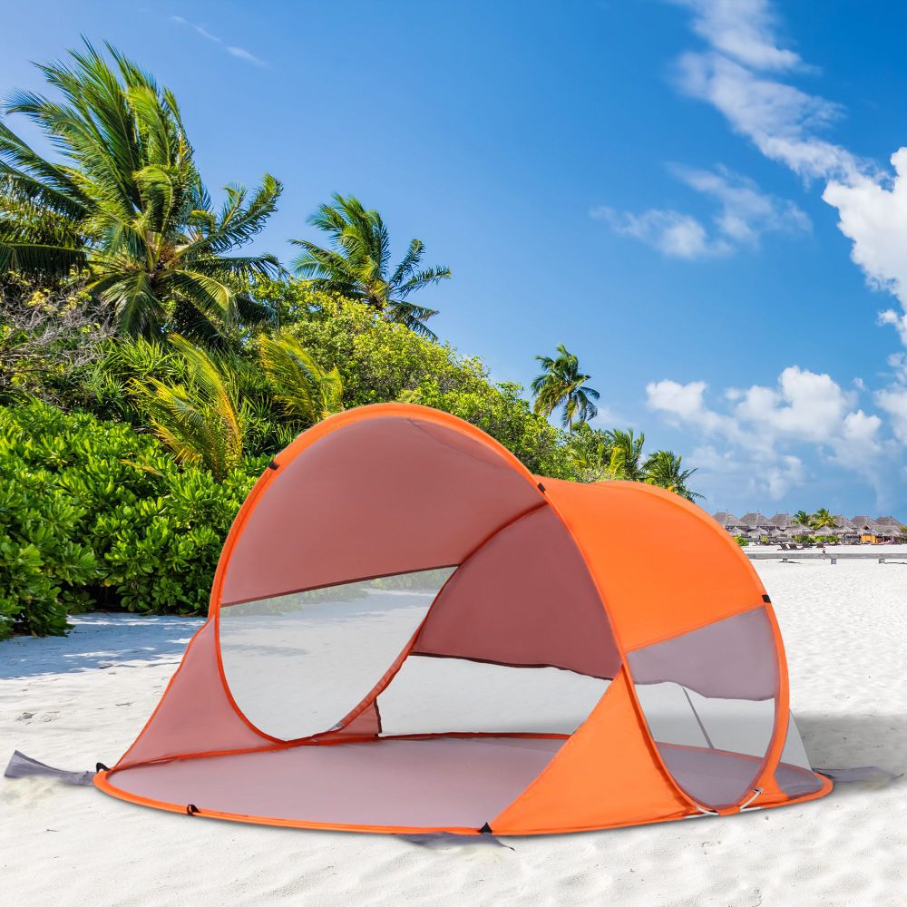 Portable Automatic Pop Up Beach Tent Outdoor Camp Shelter Orange Outsunny - anydaydirect