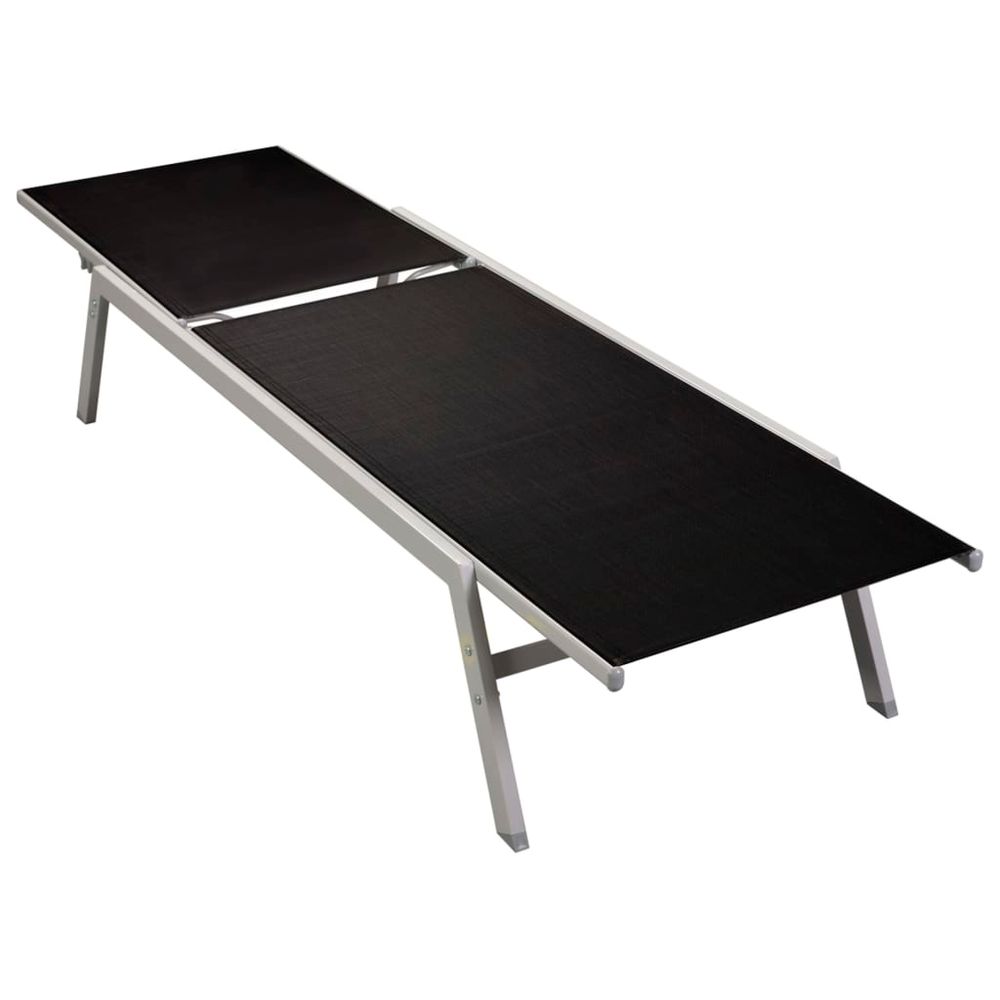 Sun Lounger Steel and Textilene Black - anydaydirect