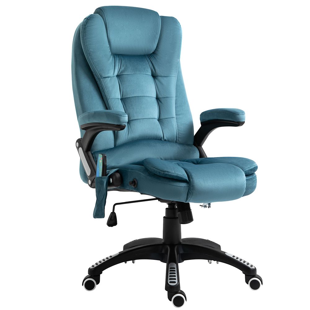 Executive Reclining Chair w/ Heating Massage Points Relaxing Headrest Blue - anydaydirect