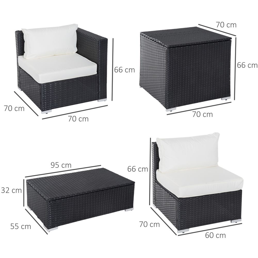 6 PCs Rattan Sofa Set W/Cushions-Black/Beige - anydaydirect