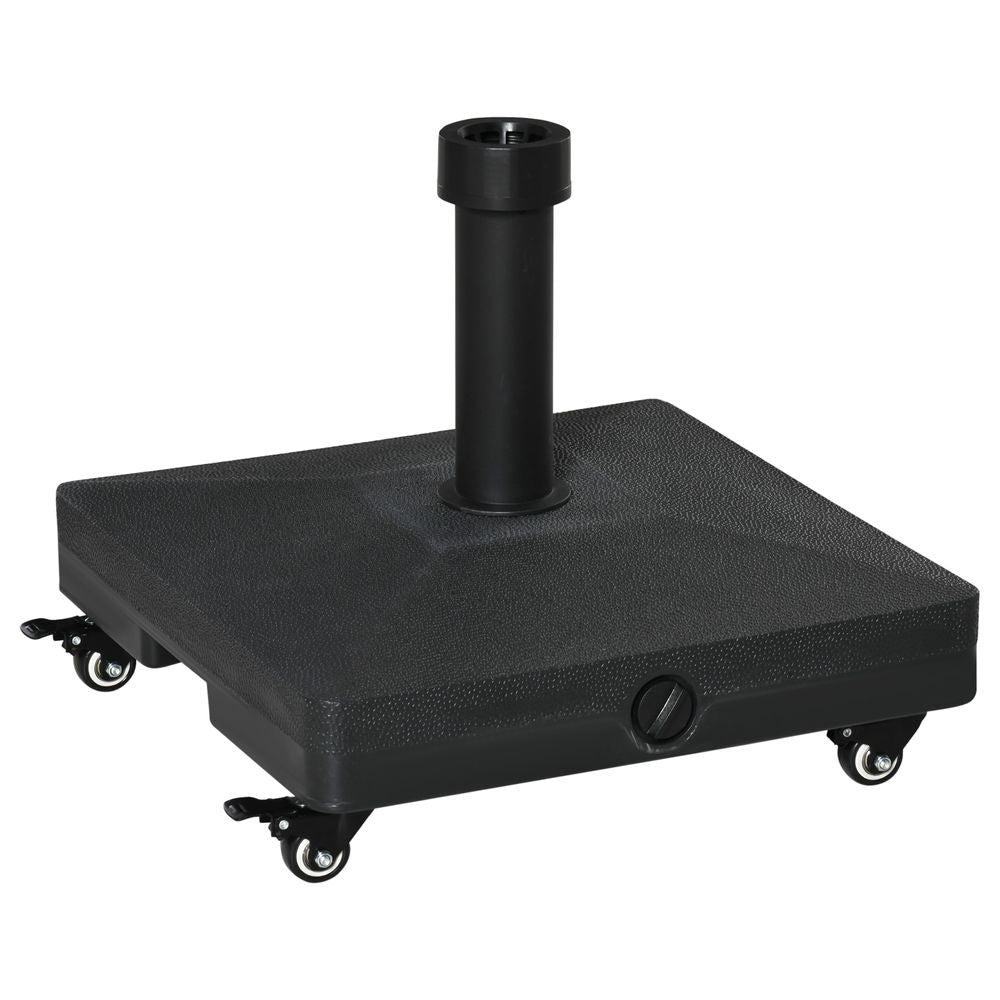 Outsunny 20kg Heavy Duty Garden Parasol Base with Wheels for Patio Deck Black - anydaydirect