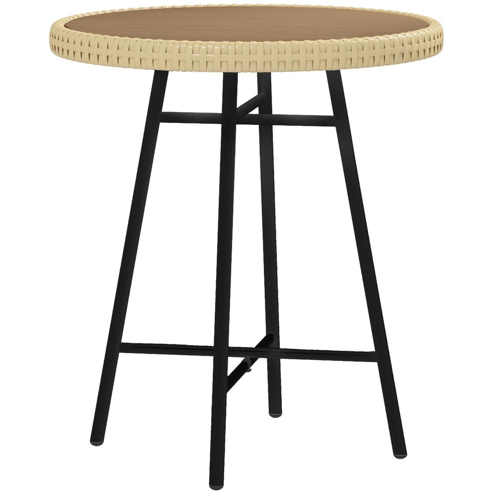 Outsunny PE Rattan Side Table for Indoor, Outdoor, Balcony, Patio, Natural - anydaydirect