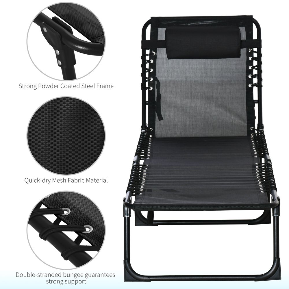 Sun Lounger Reclining Cot Foldable Folding Garden Chair Bed Relaxer Outsunny - anydaydirect