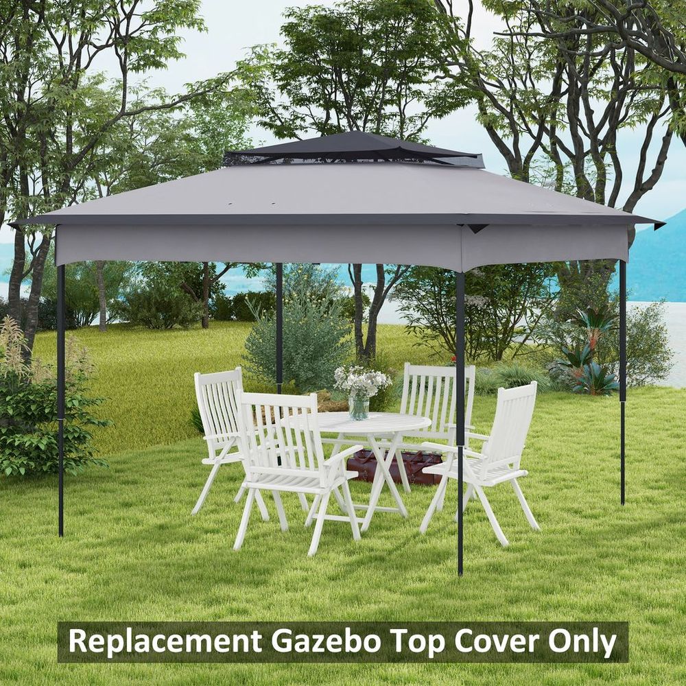 Outsunny 3.25mx3.25m 2-Tier Gazebo Cover Replacement, 30+ UV Protection, Grey - anydaydirect