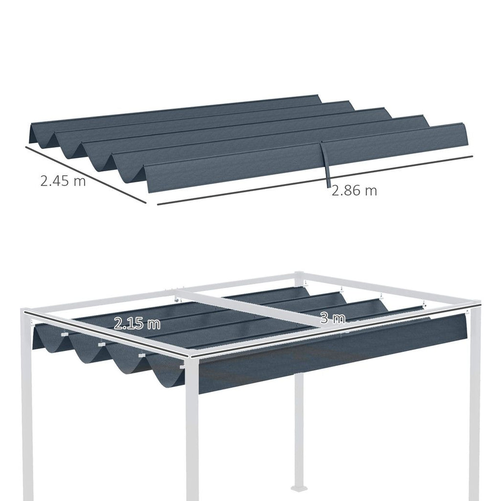 Outsunny Pergola Sun Shade Cover Roof Replacement for 3 x 2.15m Pergola, Grey - anydaydirect