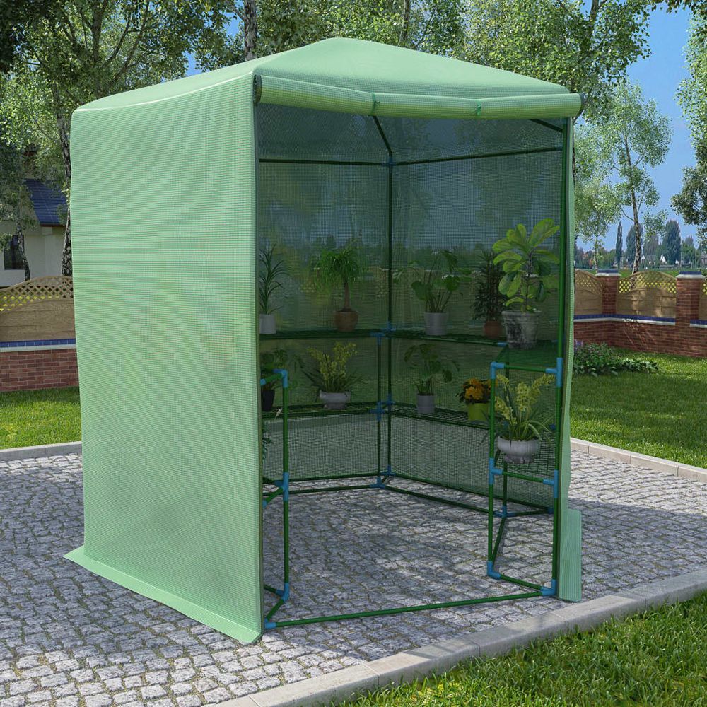 Greenhouse with Shelves Steel 227x223 cm - anydaydirect