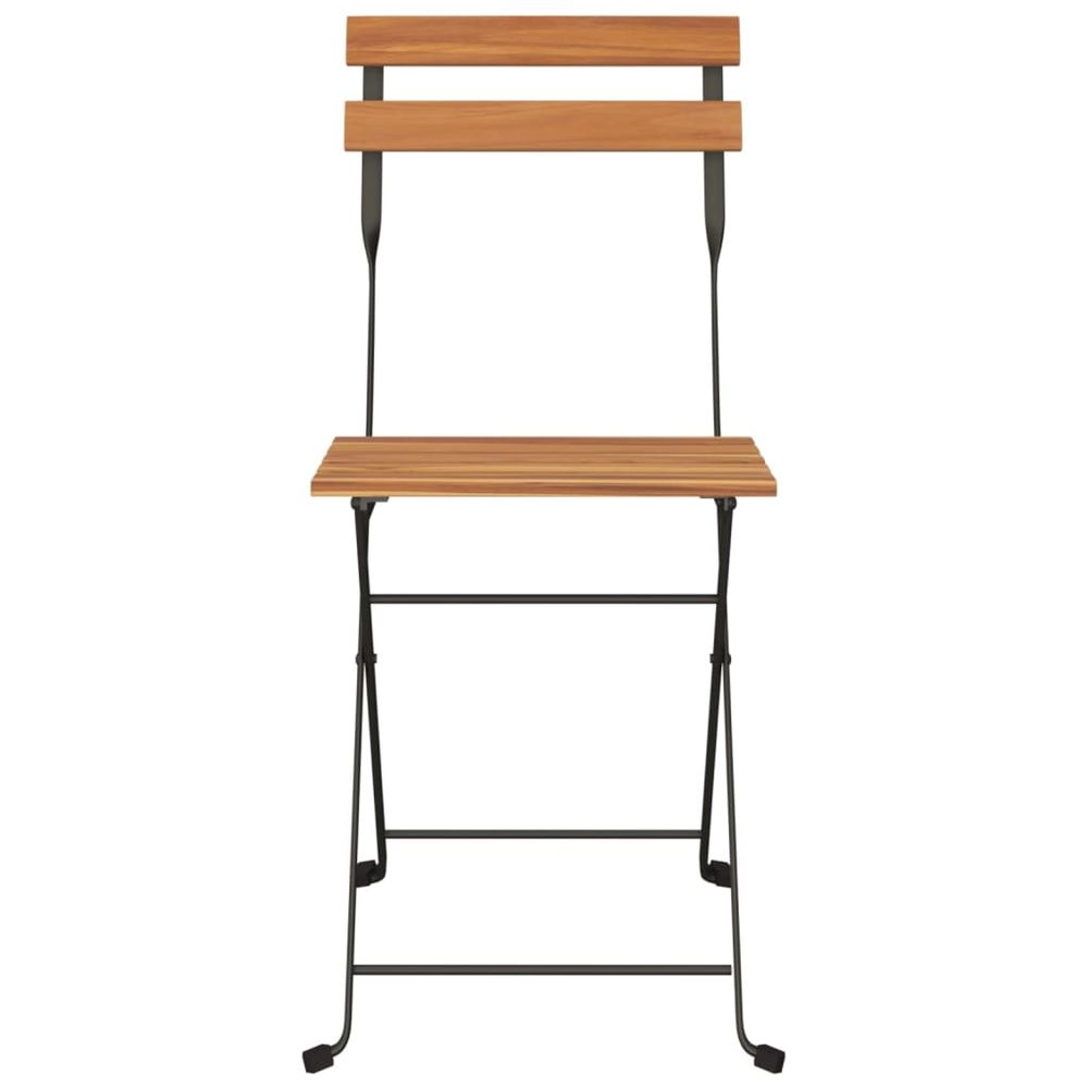 Folding Bistro Chairs 2 pcs Solid Wood Teak and Steel - anydaydirect