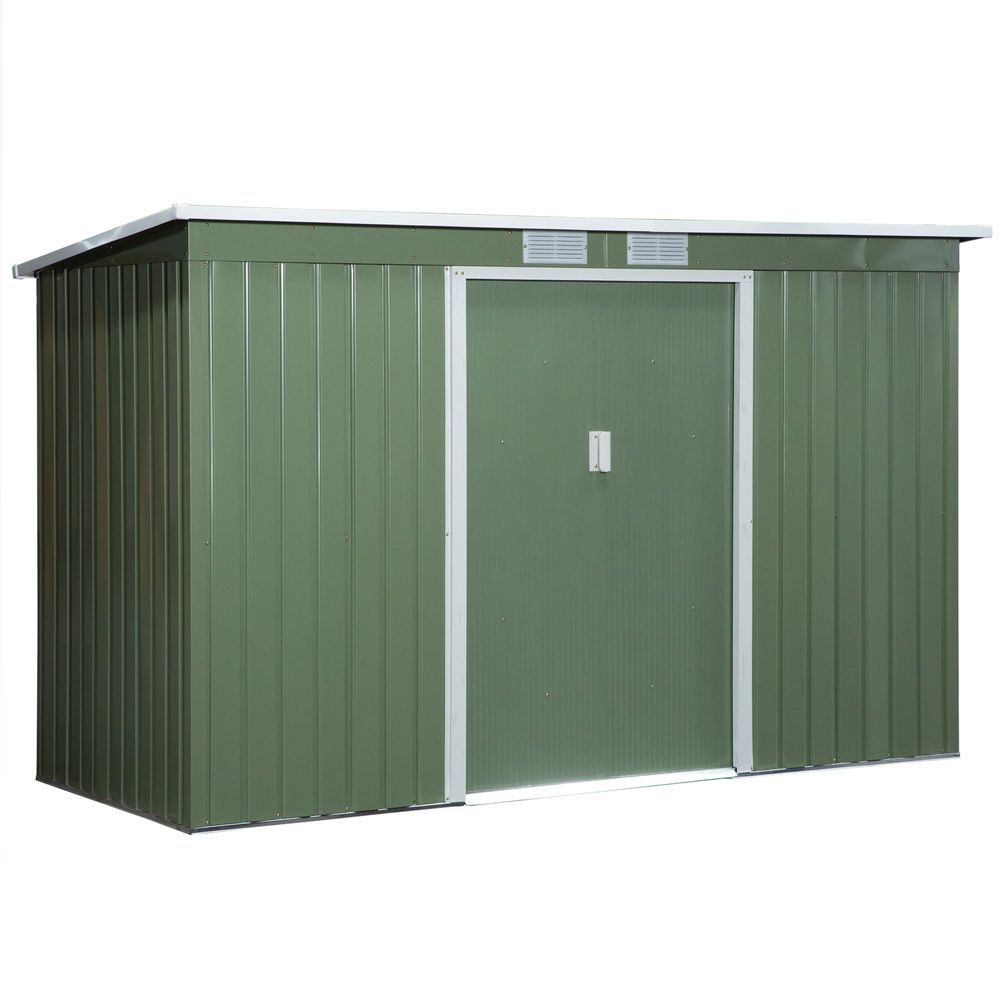 9ft x 4.25ft Corrugated Metal Shed  with Foundation Vent Doors Green - anydaydirect