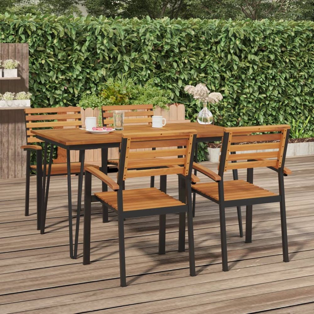 Garden Table with Hairpin Legs 140x80x75 cm Solid Wood Acacia - anydaydirect