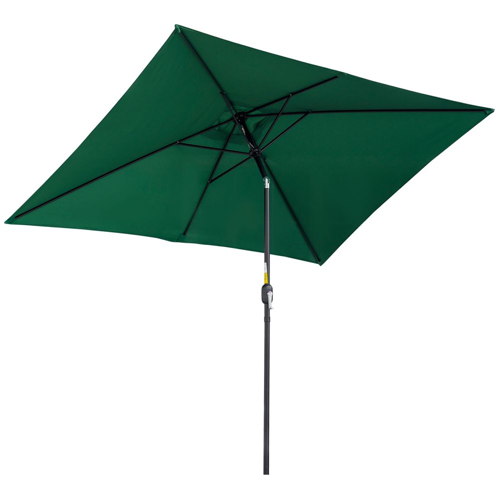 Outsunny 3x2m Patio Parasol Canopy Tilt Crank 6 Ribs Sun Shade Garden Green - anydaydirect