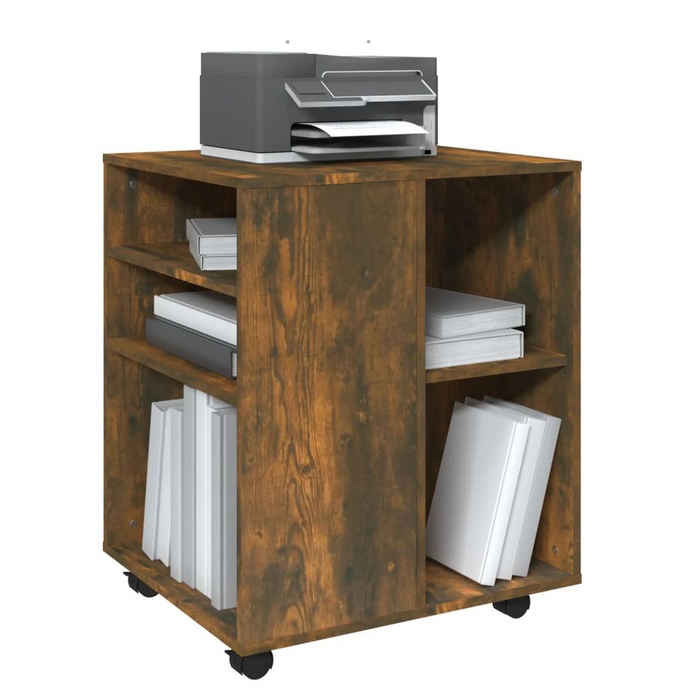 Rolling Cabinet Smoked Oak 60x53x72 cm Engineered Wood - anydaydirect