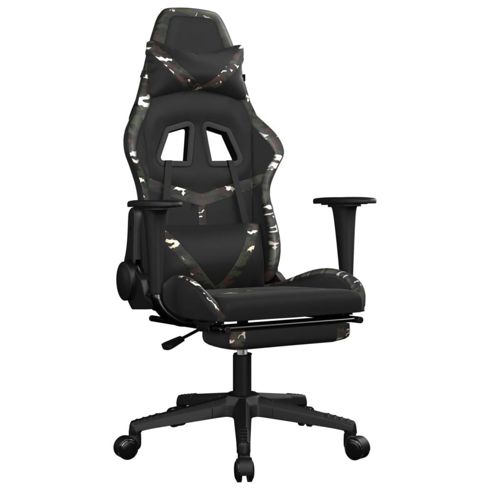 Gaming Chair with Footrest Black and Camouflage Faux Leather - anydaydirect