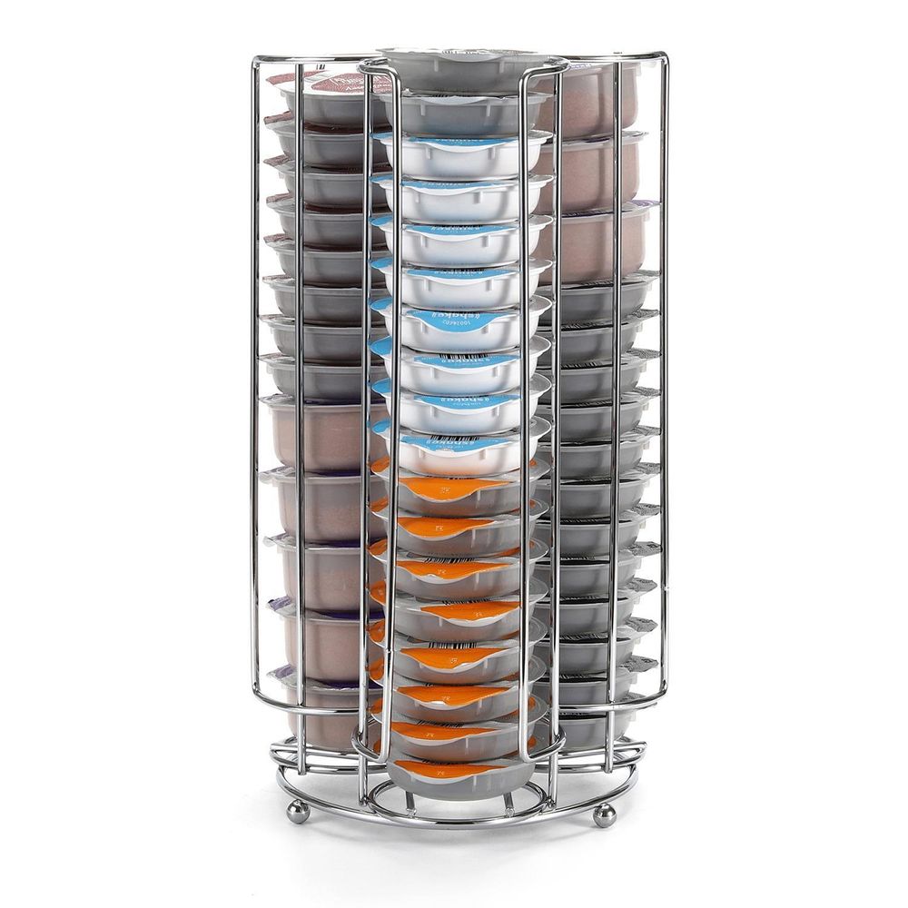 3 Tower Chrome Storage Stand for 48 Coffee Pod - Includes 6 Latte Glasses - anydaydirect