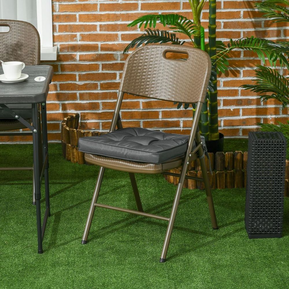40 x 40cm Garden Seat Cushion with Ties Replacement Dining Chair Seat Pad, Grey - anydaydirect