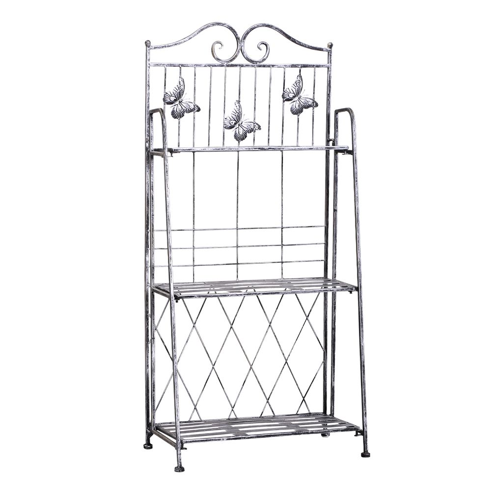 Outsunny 3-Tier Metal Folding Plant Stand Display Rack Bookshelf Unit Outdoor - anydaydirect