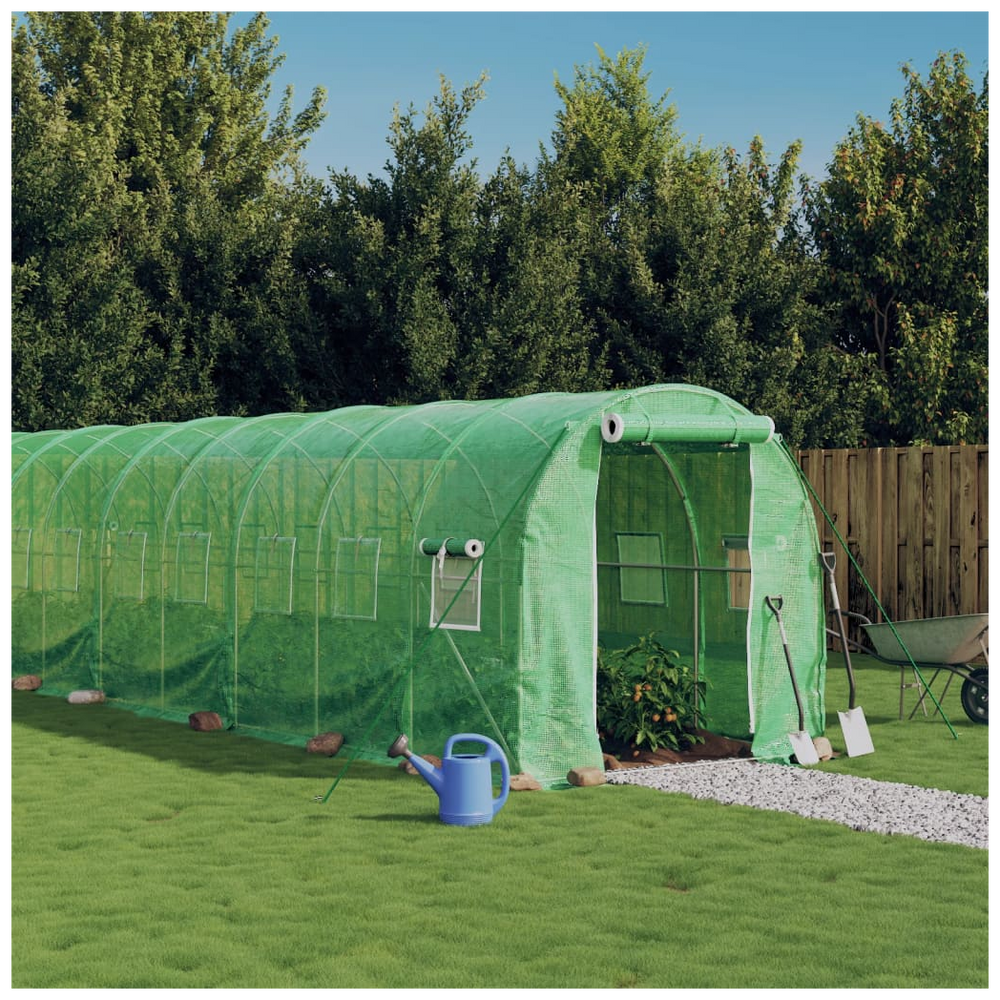 vidaXL Greenhouse with Steel Frame Green 32 m² 16x2x2 m - anydaydirect
