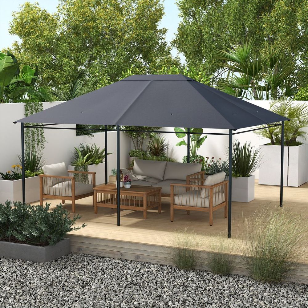 Outsunny 3 x 4m Gazebo Canopy Replacement Gazebo Roof Cover, Dark Grey - anydaydirect