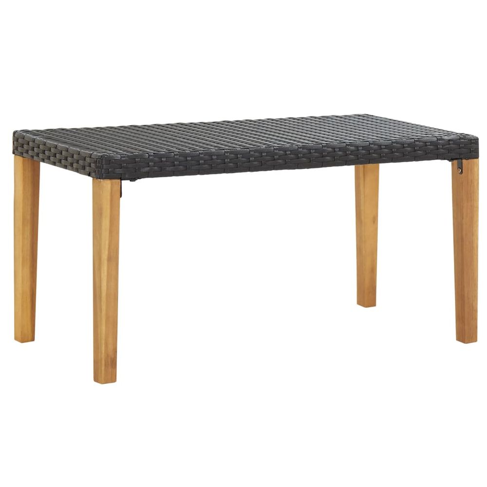 Garden Bench 120 cm Black Poly Rattan and Solid Acacia Wood - anydaydirect