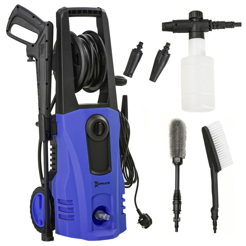 DURHAND Portable Power Washer 1800W, 150 Bar, 510 L/h for Garden, Car, Blue - anydaydirect