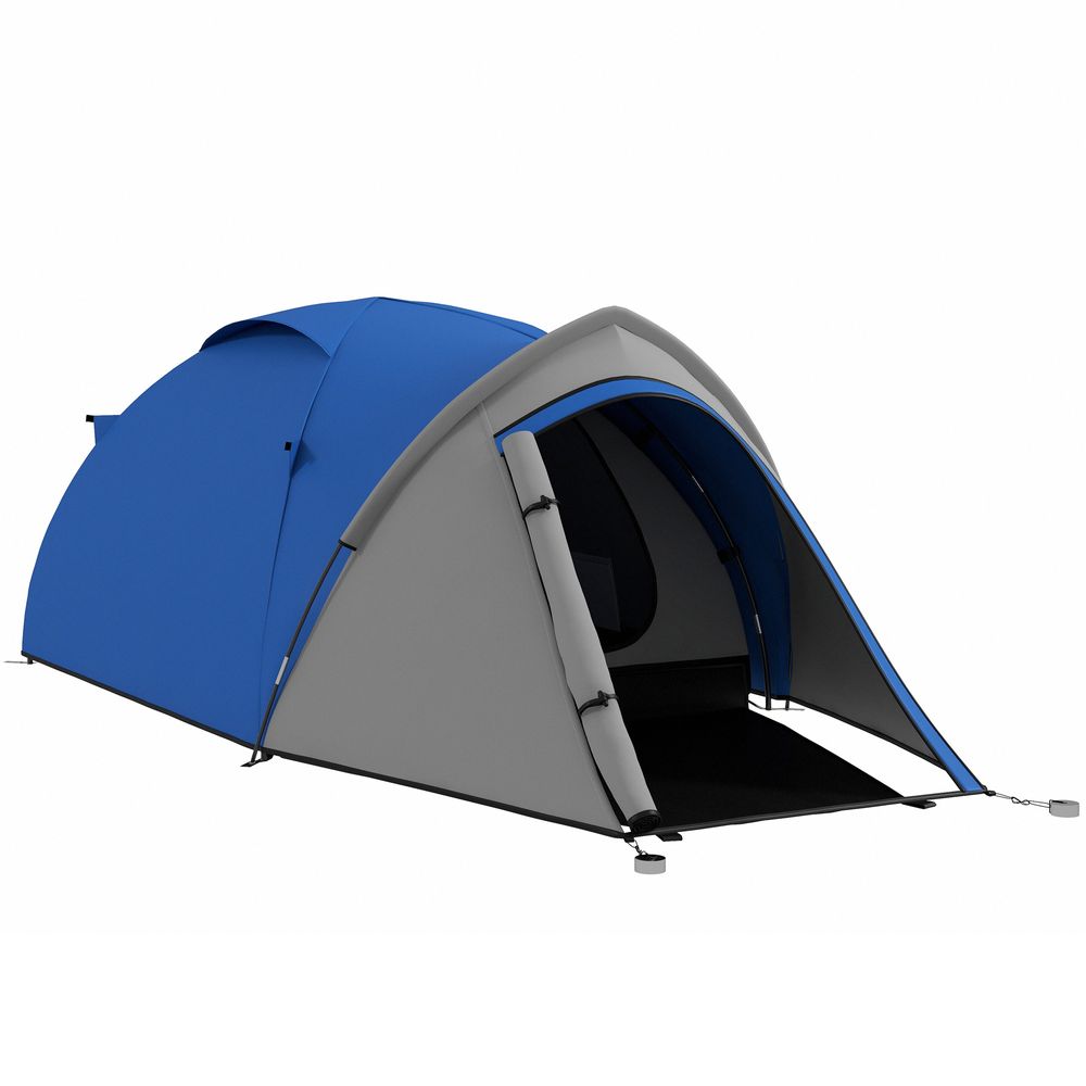Outsunny Compact Camping Tent with Vestibule & Mesh Vents for Hiking Blue - anydaydirect