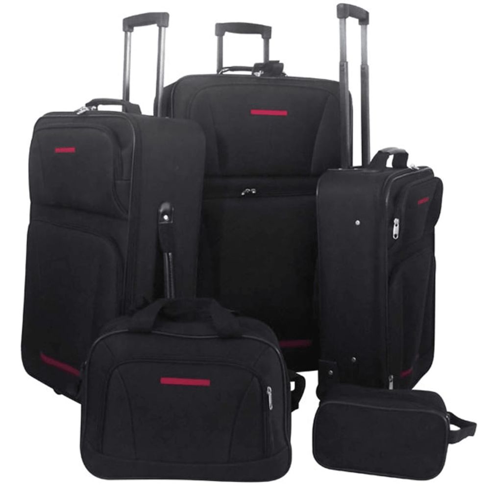 Five Piece Travel Luggage Set Black - anydaydirect